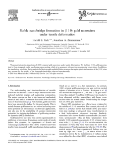 h1 1 0i gold nanowires Stable nanobridge formation in under tensile deformation