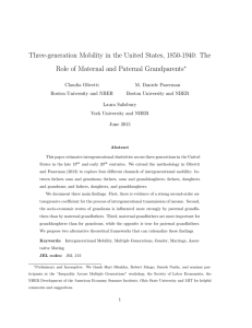 Three-generation Mobility in the United States, 1850-1940: The