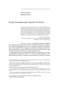 Lumpy Investment and Corporate Tax Policy JIANJUN MIAO PENGFEI WANG