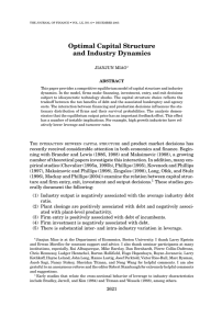 Optimal Capital Structure and Industry Dynamics JIANJUN MIAO ABSTRACT