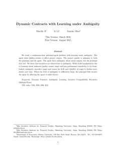 Dynamic Contracts with Learning under Ambiguity Shaolin Ji Li Li Jianjun Miao