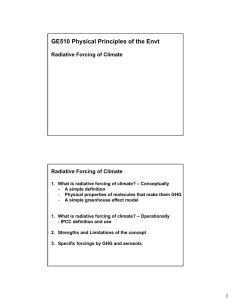 GE510 Physical Principles of the Envt Radiative Forcing of Climate
