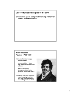 GE510 Physical Principles of the Envt Jean Baptiste Fourier 1768-1830