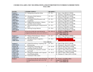 COURSE SYLLABUS: MGT 302 OPERATIONS AND ENVIRONMENTS IN FOREIGN JURISDICTIONS