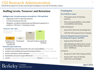 CSS Research Administration Staffing Levels, Turnover and Retention . Training plan