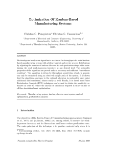 Optimization Of Kanban-Based Manufacturing Systems Christos G. Panayiotou Christos G. Cassandras