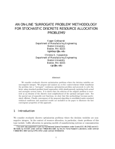 AN ON-LINE ‘SURROGATE PROBLEM’ METHODOLOGY FOR STOCHASTIC DISCRETE RESOURCE ALLOCATION PROBLEMS