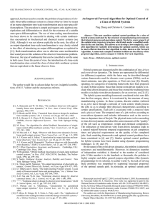 An Improved Forward Algorithm for Optimal Control of