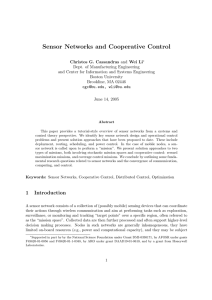 Sensor Networks and Cooperative Control