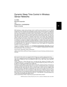 Dynamic Sleep Time Control in Wireless Sensor Networks 21 XU NING