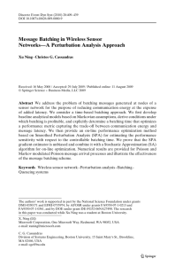 Message Batching in Wireless Sensor Networks—A Perturbation Analysis Approach Xu Ning