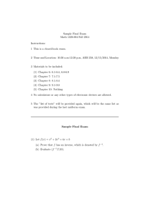 Sample Final Exam Math 1220-004 Fall 2014 Instructions: