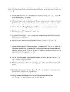 Midterm 2 In Class Review Problems (No solutions provided, but... mindterm)