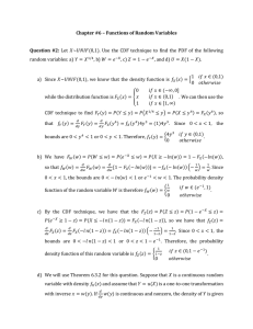 Chapter #6 – Functions of Random Variables Question  #2:
