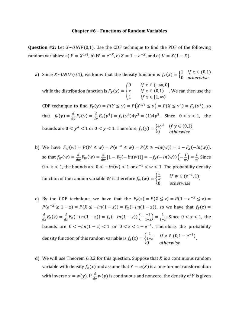 Chapter 6 Functions Of Random Variables Question 2