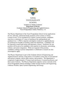 The Physics Department of the Naval Postgraduate School invites applications