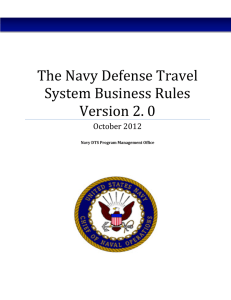 The Navy Defense Travel System Business Rules Version 2. 0 October 2012