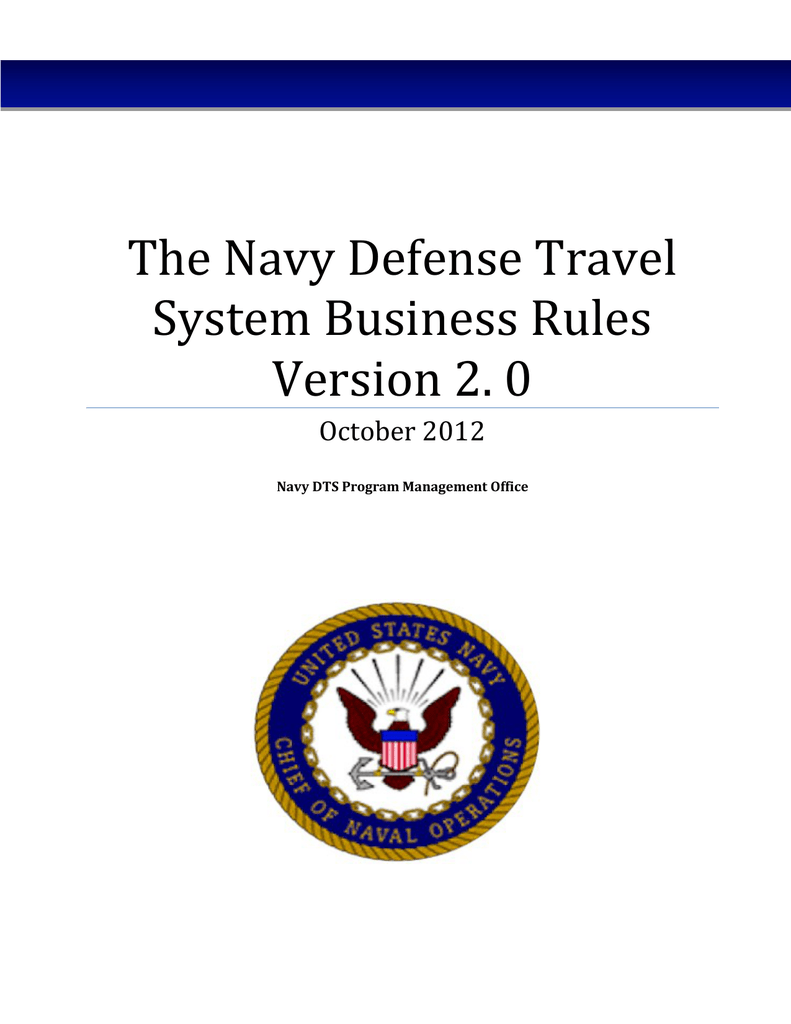 The Navy Defense Travel System Business Rules Version 2 0 October