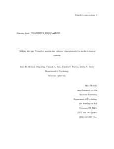 Transitive associations 1 Running head: TRANSITIVE ASSOCIATIONS