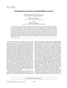 Associative processes in immediate recency M W. H