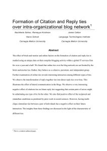 Formation of Citation and Reply ties over intra-organizational blog network  1