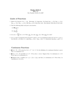 Math 3210-3 HW 15 Limits of Functions