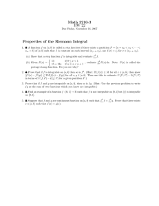 Math 3210-3 HW 22 Properties of the Riemann Integral