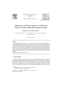 Applications of Sturm sequences to bifurcation Jonathan Forde, Patrick Nelson