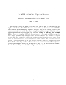 MATH 1070-070: Algebra Review May 13, 2008