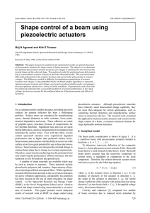 Shape control of a beam using piezoelectric actuators