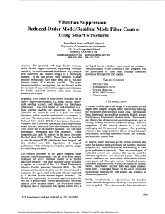 Vibration Suppression: Reducced-Order ModeVResidual Mode Filter Control Using Smart Structures