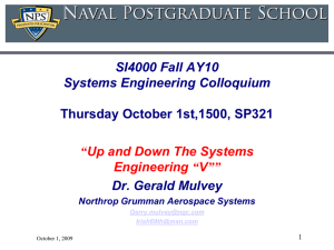 SI4000 Fall AY10 Systems Engineering Colloquium y Thursday October 1st,1500, SP321