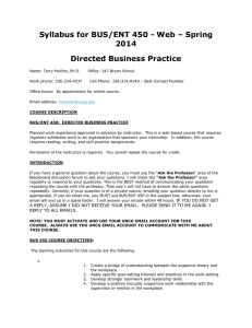 Syllabus for BUS/ENT 450 - Web – Spring 2014 Directed Business Practice