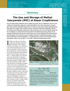 The Use and Storage of Methyl Isocyanate (MIC) at Bayer CropScience Summary