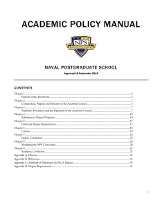 ACADEMIC POLICY MANUAL NAVAL POSTGRADUATE SCHOOL  CONTENTS