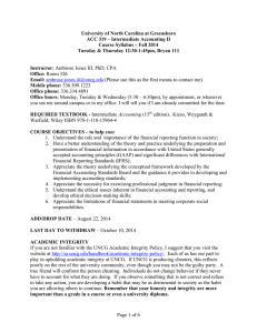 University of North Carolina at Greensboro Course Syllabus – Fall 2014