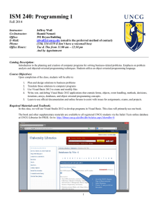 ISM 240: Programming 1 Fall 2014