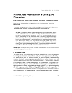 Plasma Acid Production in a Gliding Arc Plasmatron Ryan D. Robinson,