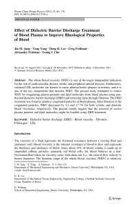 Effect of Dielectric Barrier Discharge Treatment of Blood