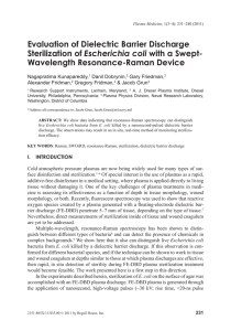 Evaluation of Dielectric Barrier Discharge Escherichia coli Wavelength Resonance-Raman Device