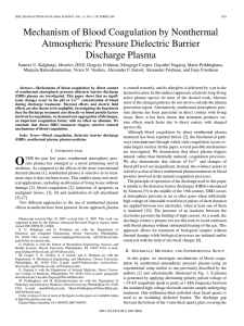 Mechanism of Blood Coagulation by Nonthermal Atmospheric Pressure Dielectric Barrier Discharge Plasma