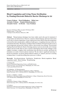 Blood Coagulation and Living Tissue Sterilization