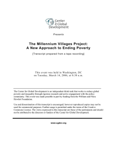 The Millennium Villages Project: A New Approach to Ending Poverty