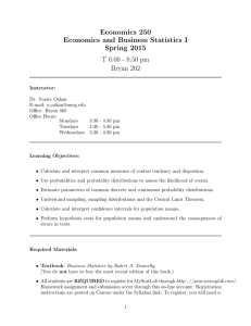 Economics 250 Economics and Business Statistics I Spring 2015