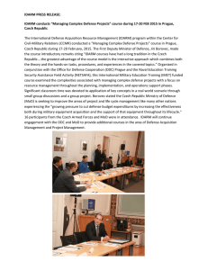 IDARM PRESS RELEASE:  IDARM conducts “Managing Complex Defense Projects” course during 17‐20 FEB 2015 in Prague,   