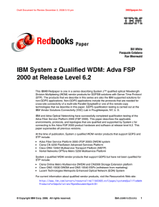 Red books IBM System z Qualified WDM: Adva FSP