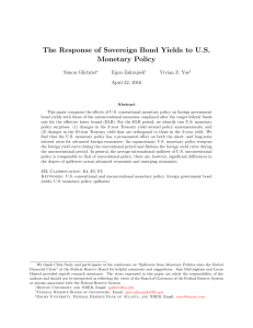 The Response of Sovereign Bond Yields to U.S. Monetary Policy Simon Gilchrist