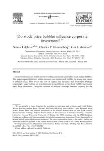 Do stock price bubbles inﬂuence corporate investment? ARTICLE IN PRESS Simon Gilchrist