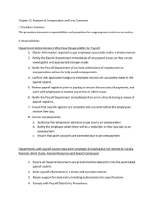 Chapter 12. Payment of Compensation and Error Correction I. Procedure Summary