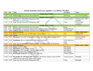 System Assurance Task Force Agenda (v 1.1), Boston, MA 2014